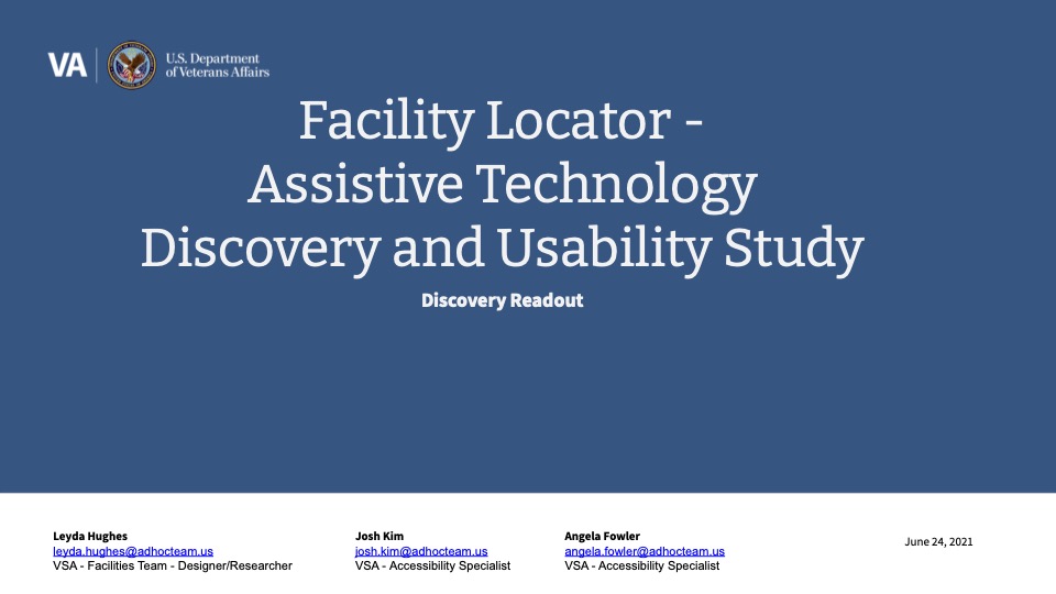 Image of first slide of Assistive Technology Discovery and Usability Study pdf